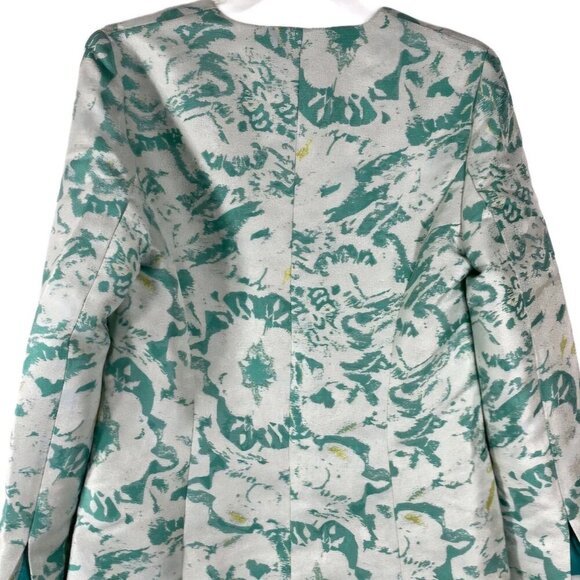 NWT Dolce Cabo Green Metallic Holiday Occasion Silver Floral Blazer Jacket M - Picture 3 of 5